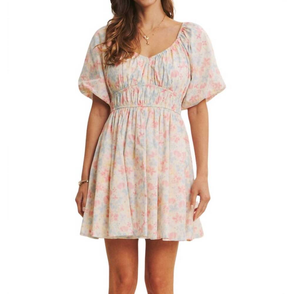 NEW IN FEBRUARY spring air mini dress in pink/sky